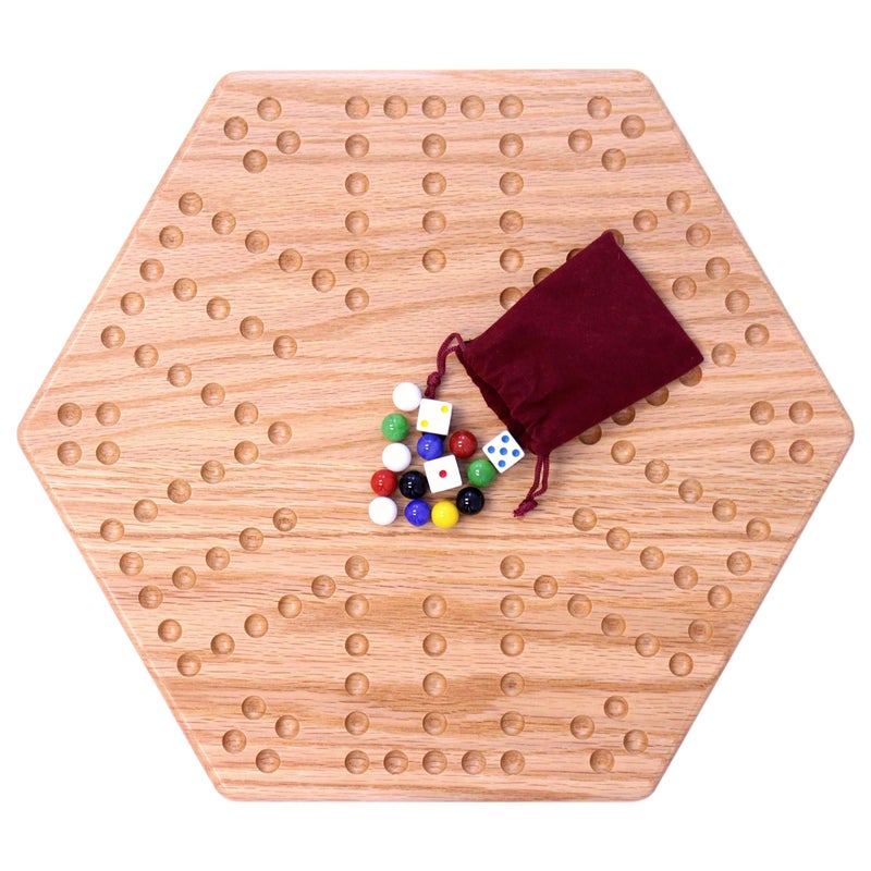 AmishToyBox.com Wooden Wahoo Marbles Game Board Set, Unpainted Holes, 16" Wide - Image 4